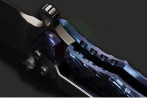 手工定制款DDR Darrel Ralph达雷尔·拉尔夫GH-3D Blue钛合金柄弹簧助力快开战术折刀