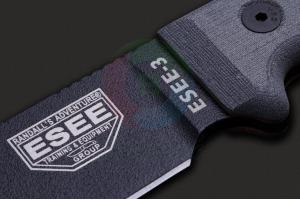 正品原装进口ESEE美国著名丛林刀3P-MB米卡塔柄1095高碳钢黑色涂层全刃随身战术直刀