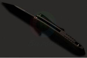 正品原装进口美国HOGUE霍格刀具34228 G-mascus图案带刀鳍黑色涂层几何头战术折叠刀