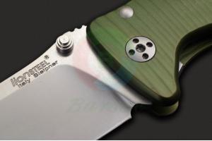 意大利原装正品进口Lion steel钢狮SR-2A GS绿色阳极氧化铝合金柄Sleipner不锈钢战术折刀