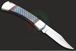 美国正品BUCK巴克0110BLSUSA-B巴克50周年美国国旗纪念版经典110口袋折叠猎刀