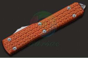美国MICROTECH微技术122-5 OR Ultratech D/E Orange Tri-Grip缎面双锋双半齿战术直跳