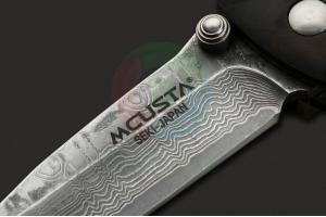 日本正品原装进口MCUSTA传世家徽MC013D大马士革钢黑檀木柄左右手双开绅士随身折叠刀