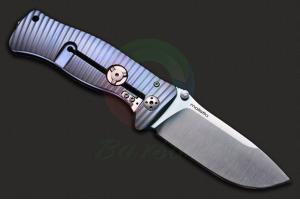 意大利正品进口Lion steel钢狮SR-1 TIV紫罗兰色钛合金柄Sleipner钢缎面刃随身战术折刀