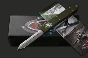 美国MICROTECH微技术2015G7美国USN展会特别版ELMAX不锈钢喷砂面刺刀V型双刃直跳刀