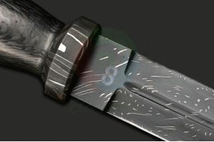 俄罗斯狩猎刀Olamic Cutlery永恒刀具Stardust Dagger碳纤维柄星辰纹大马士革双刃战术匕首