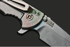 美国手工刀匠Rick Hinderer瑞克辛德勒XM-24 4黑色G10柄矛头平磨石洗刃带背夹战术折叠刀