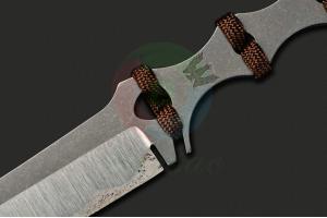 美国手工名匠Mummert Marc YT-XL棕色伞绳柄缎面拉丝钛烧刃6Al4V钛合金EDC战术直刀