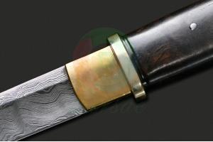 美国ABS刀匠协会美国知名手工名匠 William Miller 威廉·米勒 铁木柄大马士革钢武士短刀