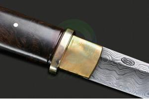 美国ABS刀匠协会美国知名手工名匠 William Miller 威廉·米勒 铁木柄大马士革钢武士短刀