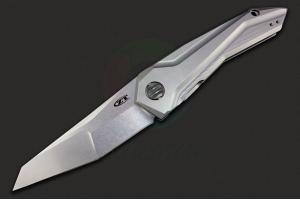 美国Zero Tolerance零误差与GTC合作设计款 0055 灰色钛柄一体锁几何头石洗刃战术折叠刀