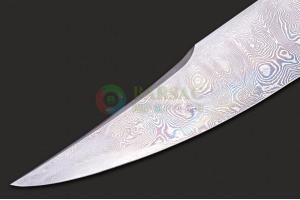巴西刀匠协会著名手工名匠罗德里戈·拉贝罗全手工打造大马士革钢经典美式博伊格斗刀