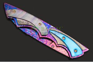 美国ABS刀匠协会JS级手工名匠巴瑞·加拉赫拼图大马士革钢高端精美绅士收藏折叠刀