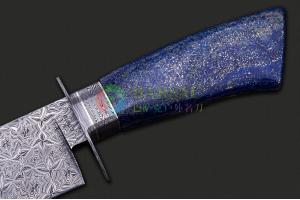 美国手工刀匠克里斯·科斯塔纯手工锻打大马士革钢天然青金石柄美式博伊直刀