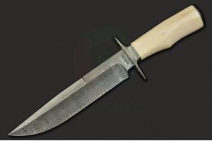 美国ABS刀匠协会手工名匠MIKE CRADDOCK KNIFE 定制版海象牙柄梯状纹大马士革狩猎刀