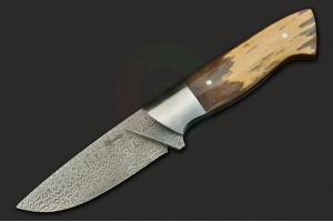 美国ABS刀匠协会Brett Noake Custom Knives 猛犸象牙柄定制大马士革钢户外狩猎刀
