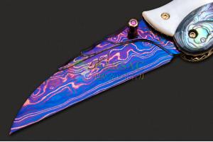 美国刀匠协会著名手工名匠舒恰特·江塔隆烤蓝大马士革钢绅士EDC高端口袋折叠刀