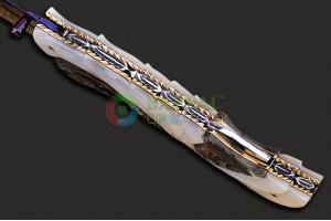 美国刀匠协会著名手工名匠舒恰特·江塔隆烤蓝大马士革钢绅士EDC高端口袋折叠刀
