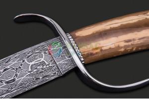 美国ABS刀匠协会MS第一神童乔希·史密斯DNA螺旋纹大马士革钢高端精品收藏战刀