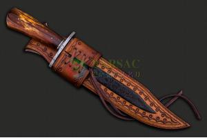 巴西手工名匠罗德里戈·拉贝罗大马士革钢猛犸牙柄战术博伊狩猎刀