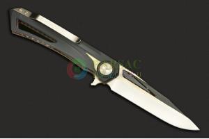 日本手工刀匠Dew Hara 原龙一 MINA-II 水雫 多层杜安铝柄OU-31钢回型刀头定制版战术折刀