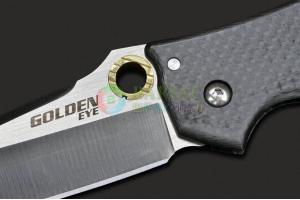 Cold Steel 冷钢定制刀匠 Andrew Demko 设计 62QCFS Golden Eye 黄金眼 碳纤维柄缎面折刀