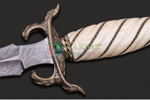 美国刀匠协会名匠爱德华·卡尔弗安手工锻造马赛克大马士革钢艺术收藏短剑