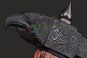 巴西手工名匠罗德里戈·拉贝罗纯手工锻造 雄鹰战斧 大马士革钢高端收藏战术斧子