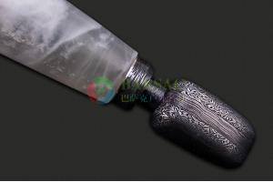 美国天才刀匠克里斯·科斯塔顶级佳作 蓝月 大马士革钢月亮石柄艺术收藏剑