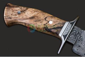 美国ABS刀匠协会JS资深名匠维卡多·维拉手工锻造德克萨斯风暴纹大马士革钢收藏博伊狩猎直刀