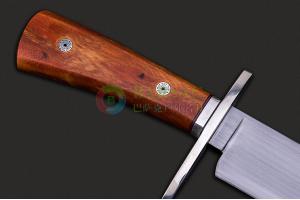 巴西名匠罗杰·格拉瑟手工锻造W2高碳钢拉丝刃固化木柄户外生存战术博伊猎刀