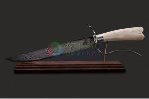 美国著名刀匠丹尼尔·格雷弗手工锻造拼图大马士革钢猛犸牙化石柄L型战术博伊猎刀
