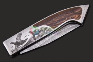法国最具代表性大师欧洲杰出名匠AKI刀匠查尔斯·布林卡大马士革钢顶级绅士口袋折叠刀