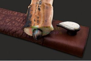 美国艺术刀大师大卫·博德威尔最新顶级力作手工锻造大马士革钢海象牙化石柄大型收藏精品军刀