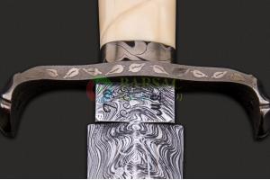 美国ABS刀匠协会MS排位靠前名匠阿肯色州之宝 詹姆斯·库克高端作品 大马士革钢玫瑰短剑
