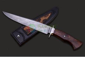 斯洛伐克知名刀剑艺术家米兰·莫佐里奇高端代表作三段拼图大马士革钢沙漠铁木户外生存军刀