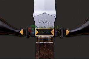 巴西刀匠协会名匠迪亚哥·达拉戈手工锻造5160高碳钢缎面拉丝刃黄金镶嵌长款艺术收藏剑