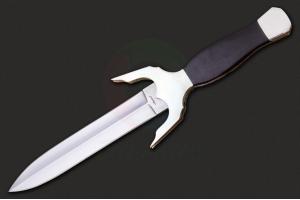 美国刀匠协会老牌刀匠史蒂夫·菲卡斯154CM不锈钢凹磨拉丝刃黑胡桃木柄战术短剑