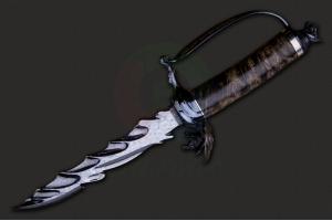 艺术刀坛另类代表作-美国刀剑艺术家诺埃尔·史密斯烤蓝大马士革钢个性收藏博伊军刀