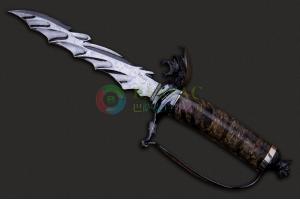 艺术刀坛另类代表作-美国刀剑艺术家诺埃尔·史密斯烤蓝大马士革钢个性收藏博伊军刀