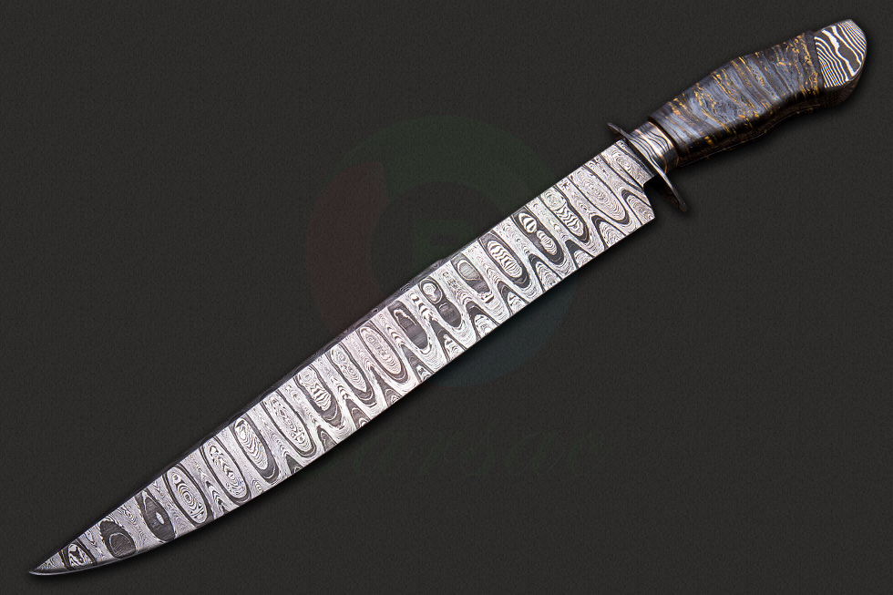 原装正品进口美国刀匠克里斯·科斯塔全手工制作大马士革钢经典博伊猎刀