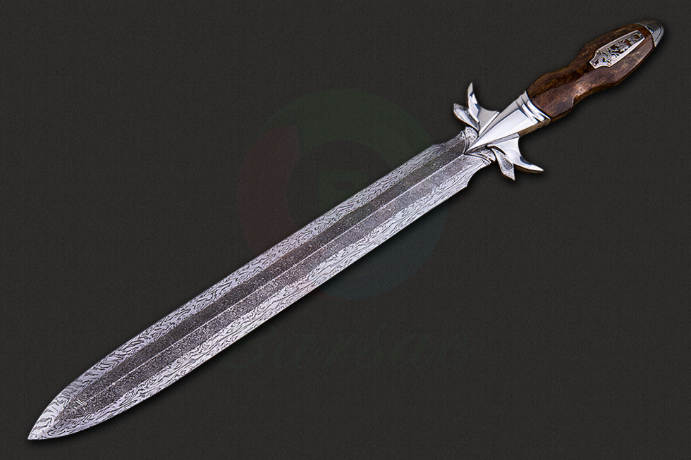 原装正品进口AKI北欧第一刀具大师罗杰·博格全手工锻造大马士革钢高端收藏短剑
