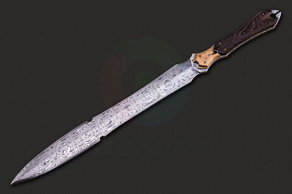 原装正品进口瑞典大师麦格努斯·阿塞尔森精品名作手工大马士革钢高硬度中大型战术短剑